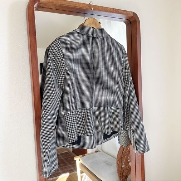 NEW WORTH NEW YORK Mini Houndstooth Jacket Stretch Wool Black White Women's 2 - Picture 3 of 6